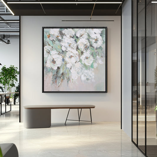 Square Wall Art | Flower Paintings On Canvas | Flower Wall Art | Decorative Wall Art #DF039