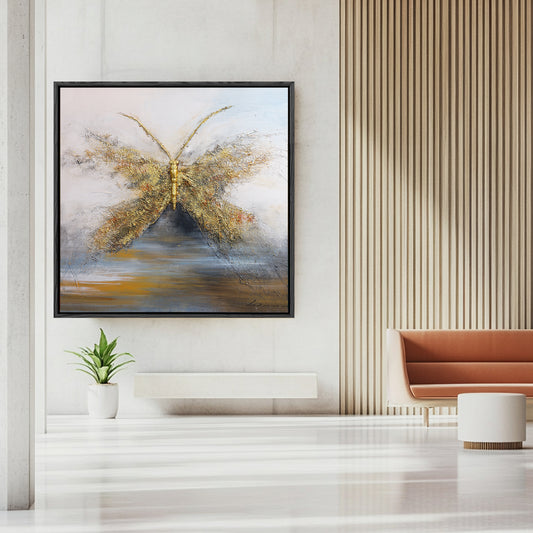 Animal Wall Art | Butterfly Painting| Textured Wall Art For Living Room | Gold Wall Art #DF056