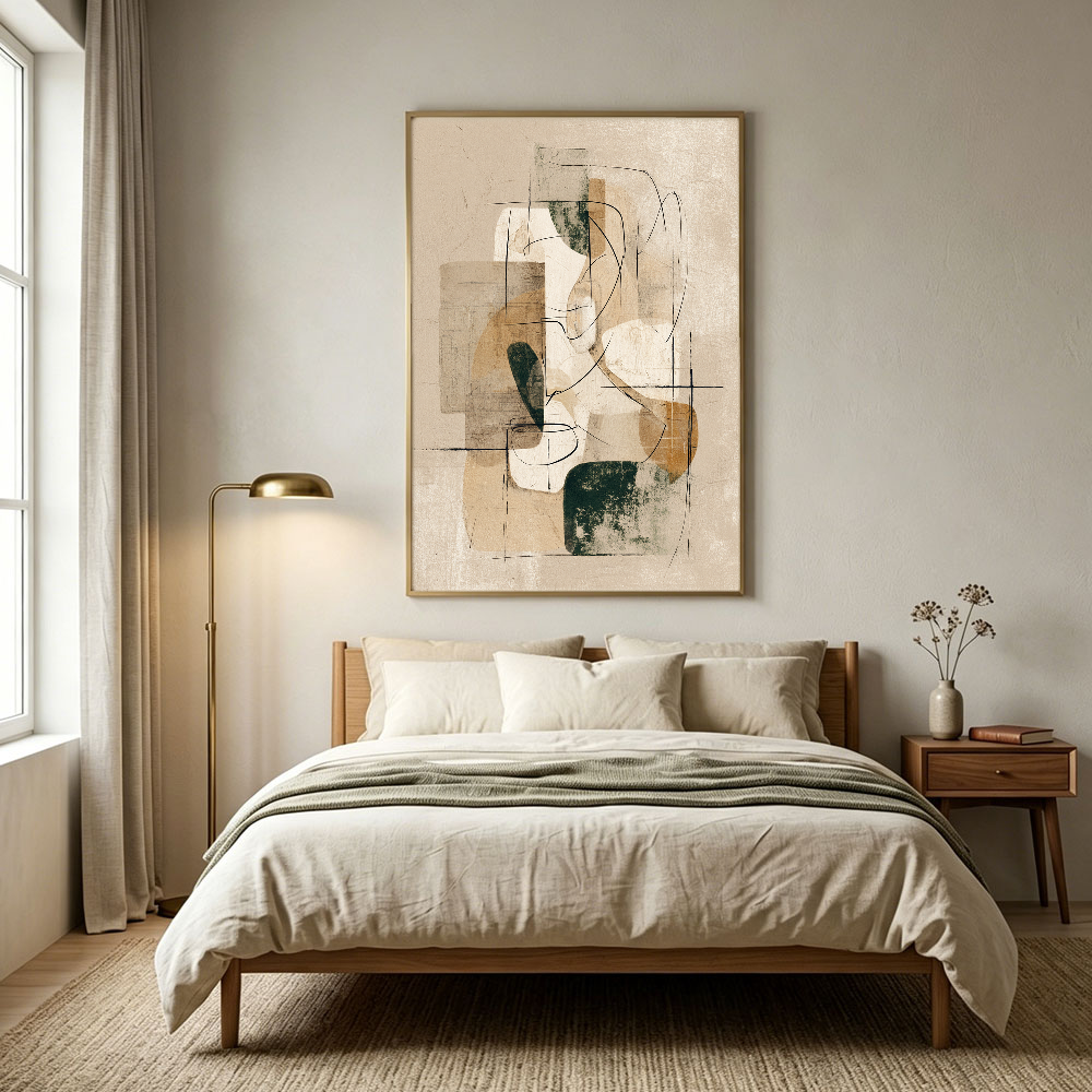 Minimalist Neutral Abstract Beige White Brown Geometric Textured Canvas Wall Art for Modern Home Living Room Bedroom Office Hallway Dining Room Decor