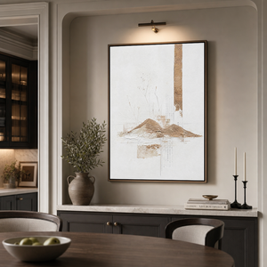 Abstract Minimalist Wabi Sabi Neutral Landscape Plaster Texture Vertical Wall Art for Living Room Office