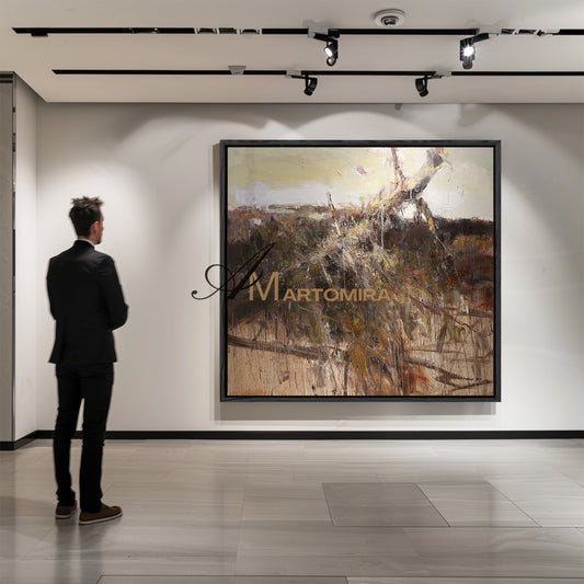 Wabi Sabi Art | Brown Wall Art | Abstract Modern Art Canvas | Textured Wall Art For Living Room #DF051