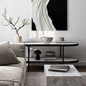 Minimalist Black and White Abstract Textured Wall Art, Modern Neutral Monochrome 3D Wave Relief Decor for Contemporary Living Spaces, Elegant Monotone Vertical Wall Hanging