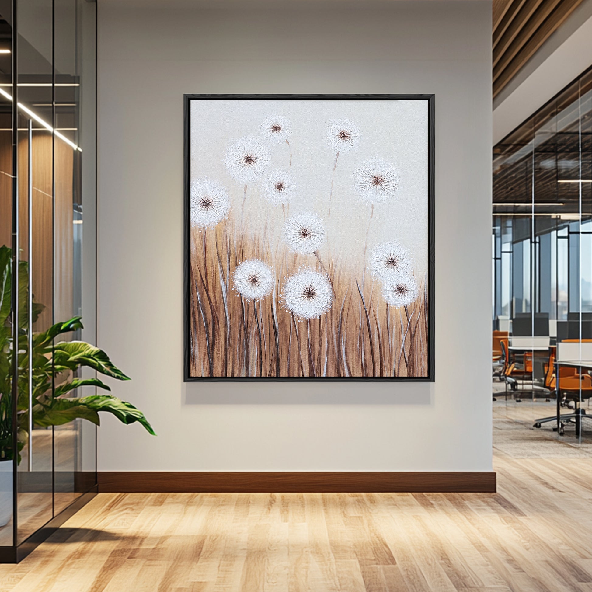 Flower Paintings On Canvas | Dandelion Painting | Wall Art For Living Room | Canvas Wall Decor #DF024