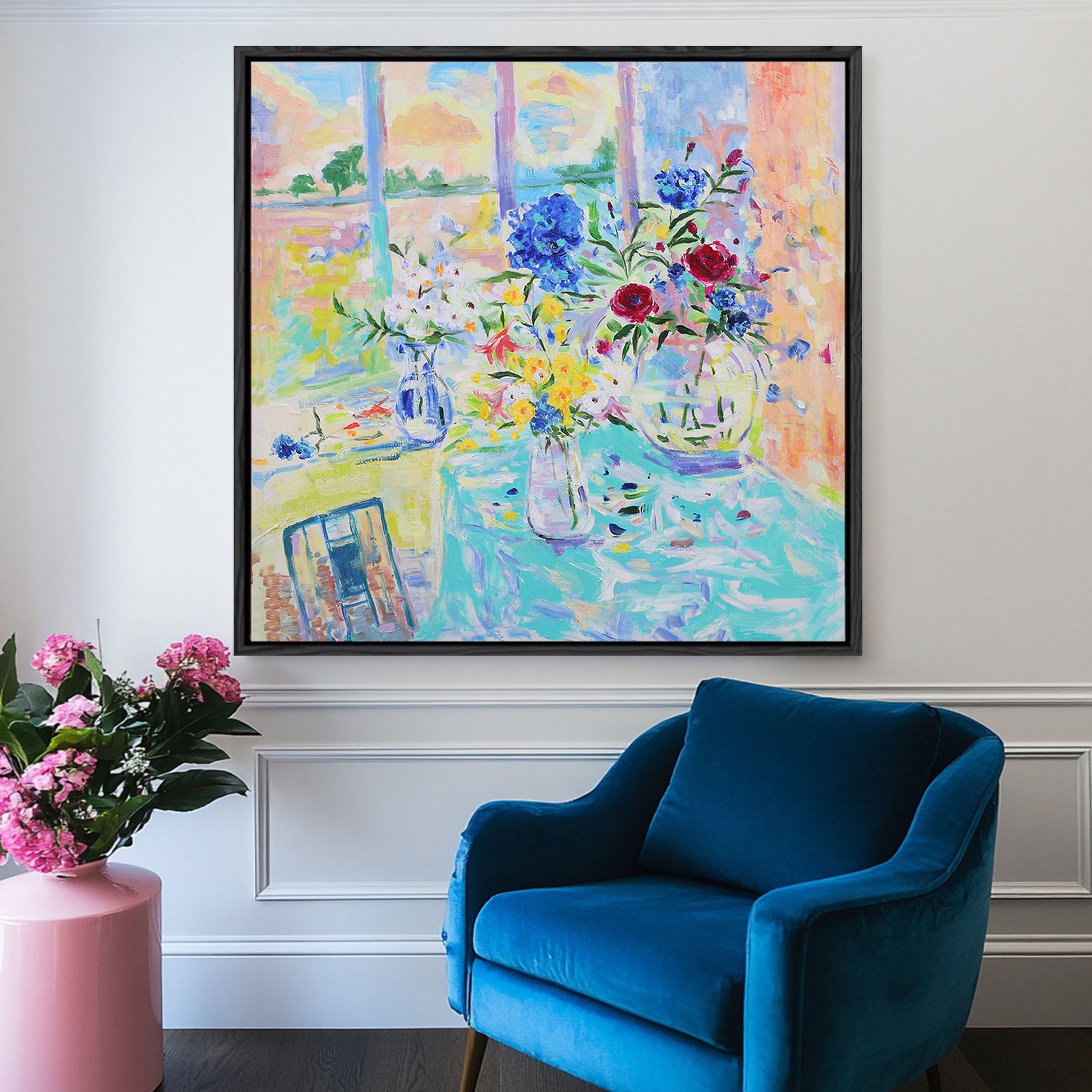 Colorful Wall Art | Flower Vase Painting | Floral Art Wall | Canvas Art Wall Decor #DF038