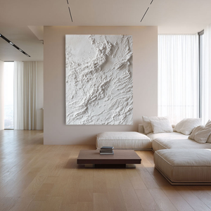 Minimalist White Abstract Textured Plaster Wall Art Neutral Wabi Sabi Inspired Modern Decor for Calm Spaces