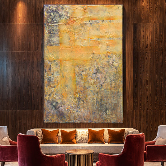 Textured Wall Art | Abstract Textured Canvas Art | Gold Acrylic Paint #DF034