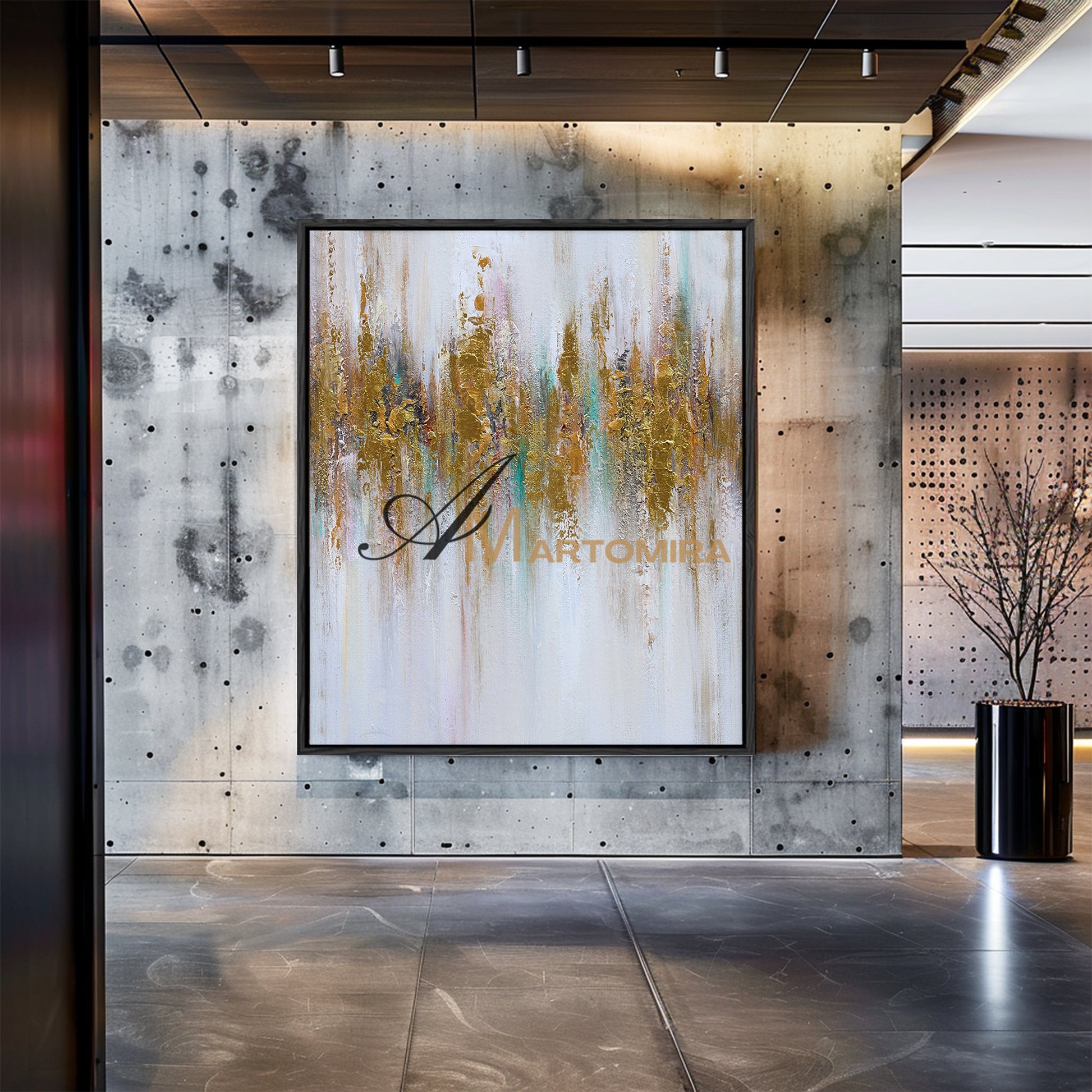 Abstract Wall Art | Gold Wall Art | Modern Abstract Art | Large Canvas For Acrylic Painting #DF030