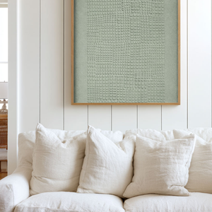 Minimalist Abstract Textured Plaster Wall Art Soft Muted Sage Green Geometric Grid Pattern Framed Modern Neutral Home Decor for Living Room Bedroom Office Dining Room Hallway