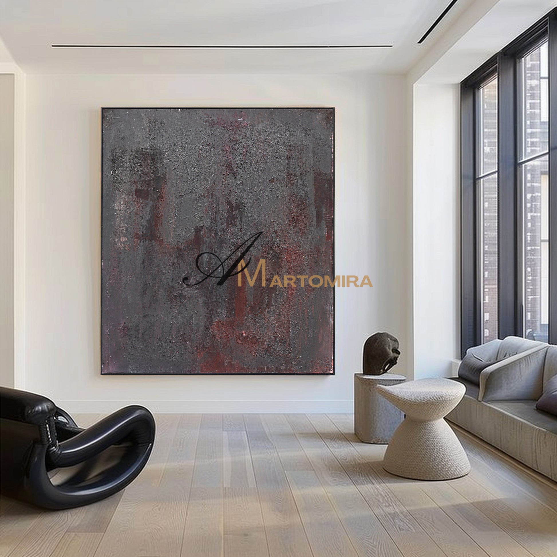 Black Wall Art | Contemporary Abstract Wall Art | Large Abstract Canvas Art #DF048