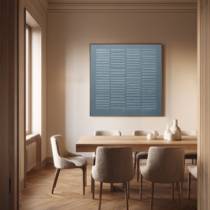 Minimalist Dark & Medium Grey Textured Abstract Square Wall Art with Subtle Repetitive Linear Grid Pattern - Neutral Modern Home Decor for Contemporary Spaces, Office & Living Areas, Understated Soft Tones, Thick Brush/Knife Texture