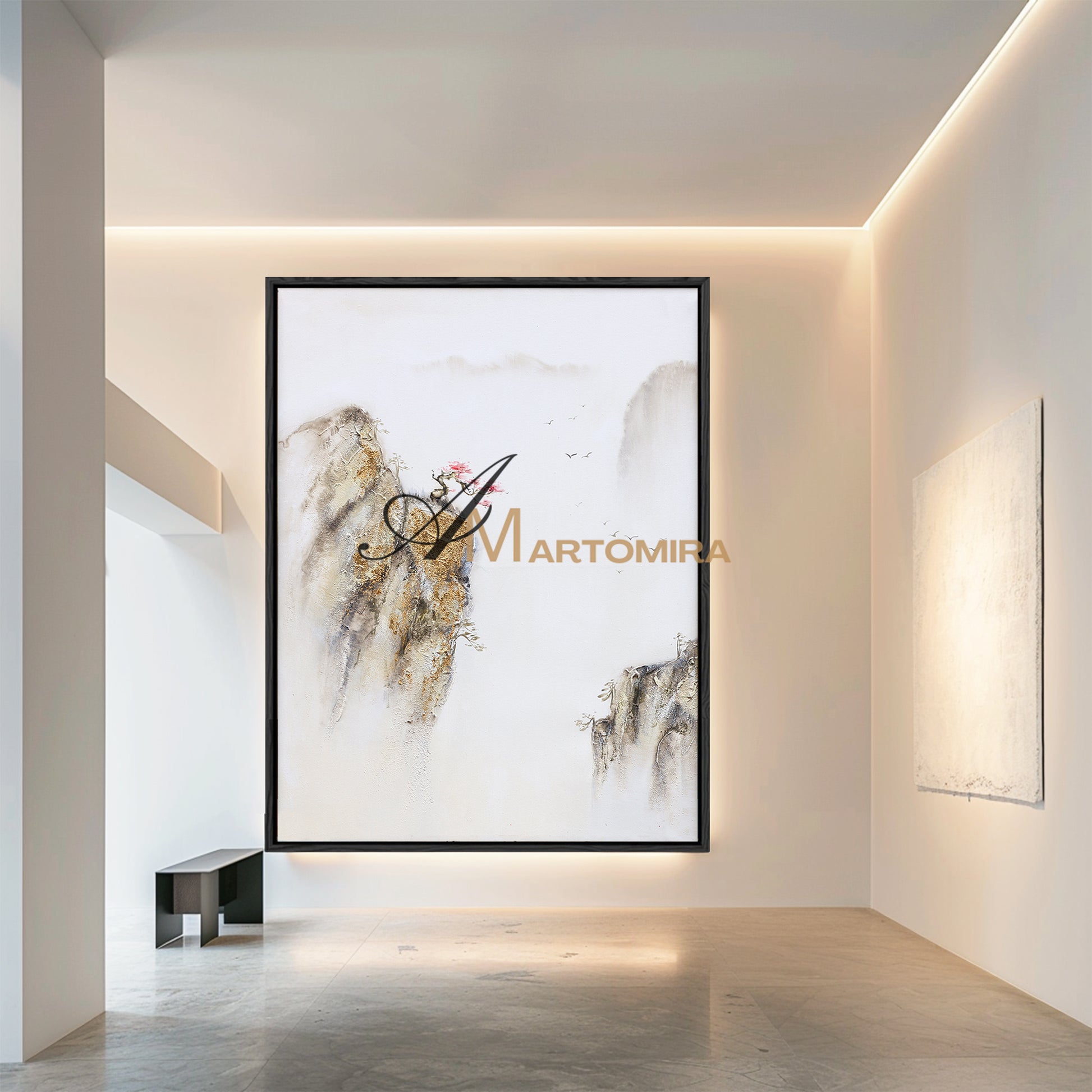 Painting Of The Mountains | Gold Canvas Art | Abstract Landscape Art | Large Canvas Wall Art #DF008