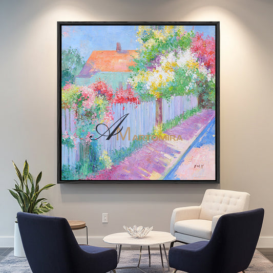 Landscape Wall Art | Garden Wall Art | Colorful Flower Wall Art | Large Painting For Living Room  #DF022