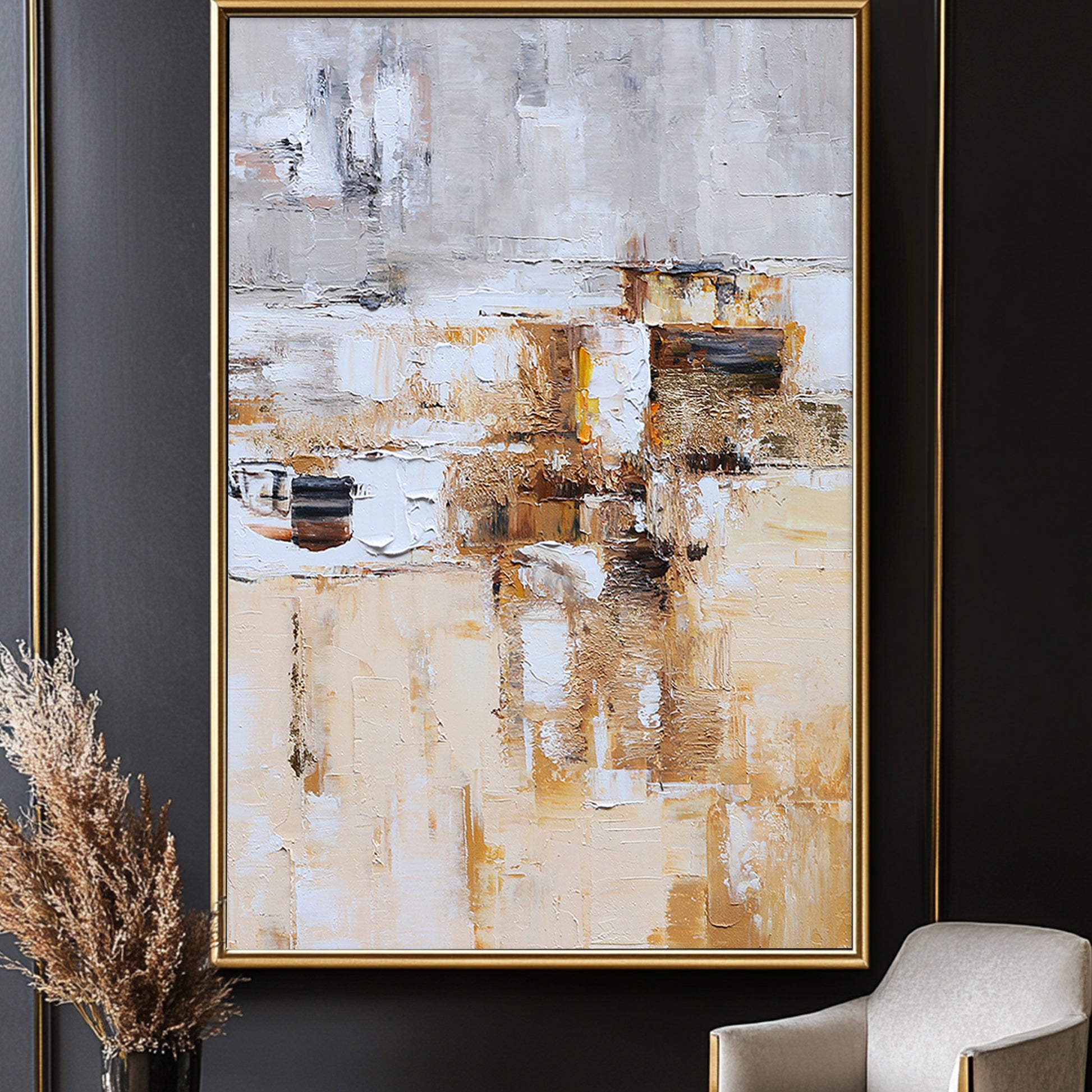 Brown And Beige Wall Art | Modern Abstract Painting | Handmade Paintings For Living Room #DF032