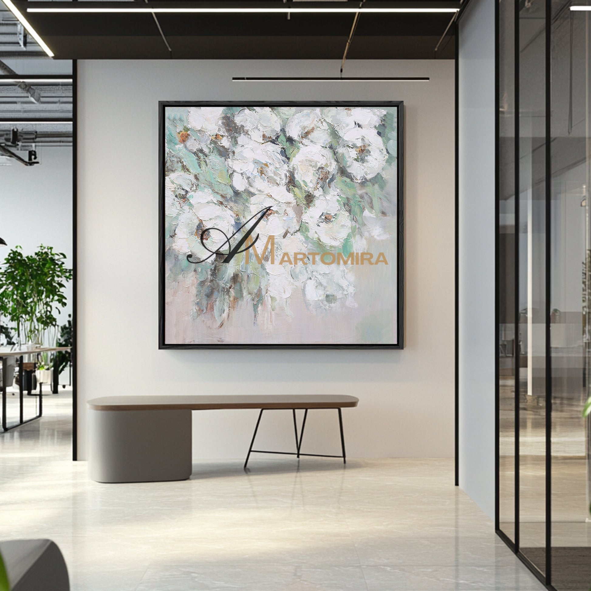 Square Wall Art | Flower Paintings On Canvas | Flower Wall Art | Decorative Wall Art #DF039