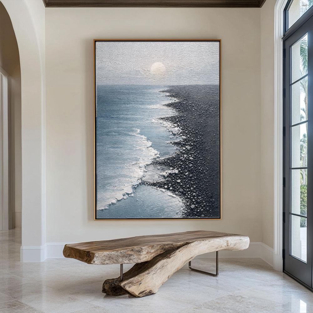 Wabi-Sabi-Kunst | Großformatige abstrakte Wandkunst | Schwarz-Weiß-Leinwandkunst | Abstrakte minimalistische Wandkunst #AH147