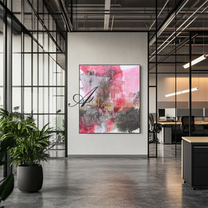 Square Wall Art | Pink And Grey Abstract Art | Minimalist Abstract Art | Wall Art Decor #DF018