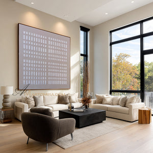 Wabi-Sabi Minimalist Beige Textured Grid Painting | Modern Geometric Square Canvas | Serene Abstract Wall Art | Minimal Home Decor