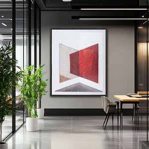 Red And White Wall Art | Abstract Geometric Art | Minimalist Abstract Art #DF017