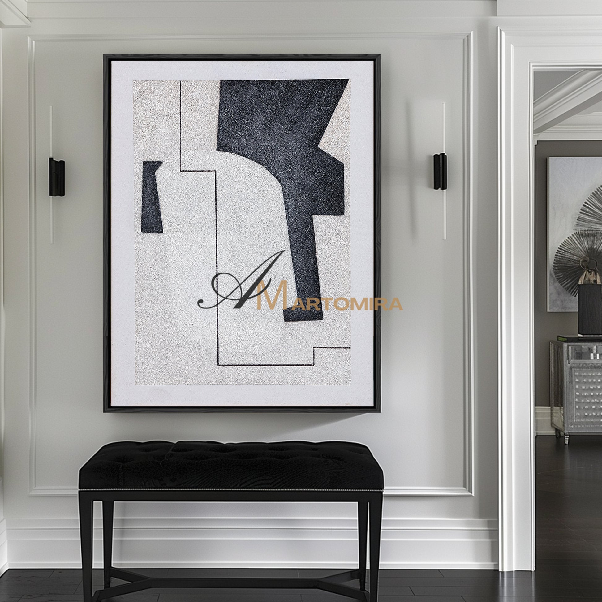 Black And White Canvas Art | Minimalist Painting | Abstract Geometric Art | Minimalist Abstract Wall Art #DF009