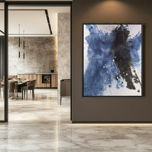 Black And Blue Abstract Art | Minimalist Abstract Art | Modern Wall Decor Art | Large Canvas Art #DF053