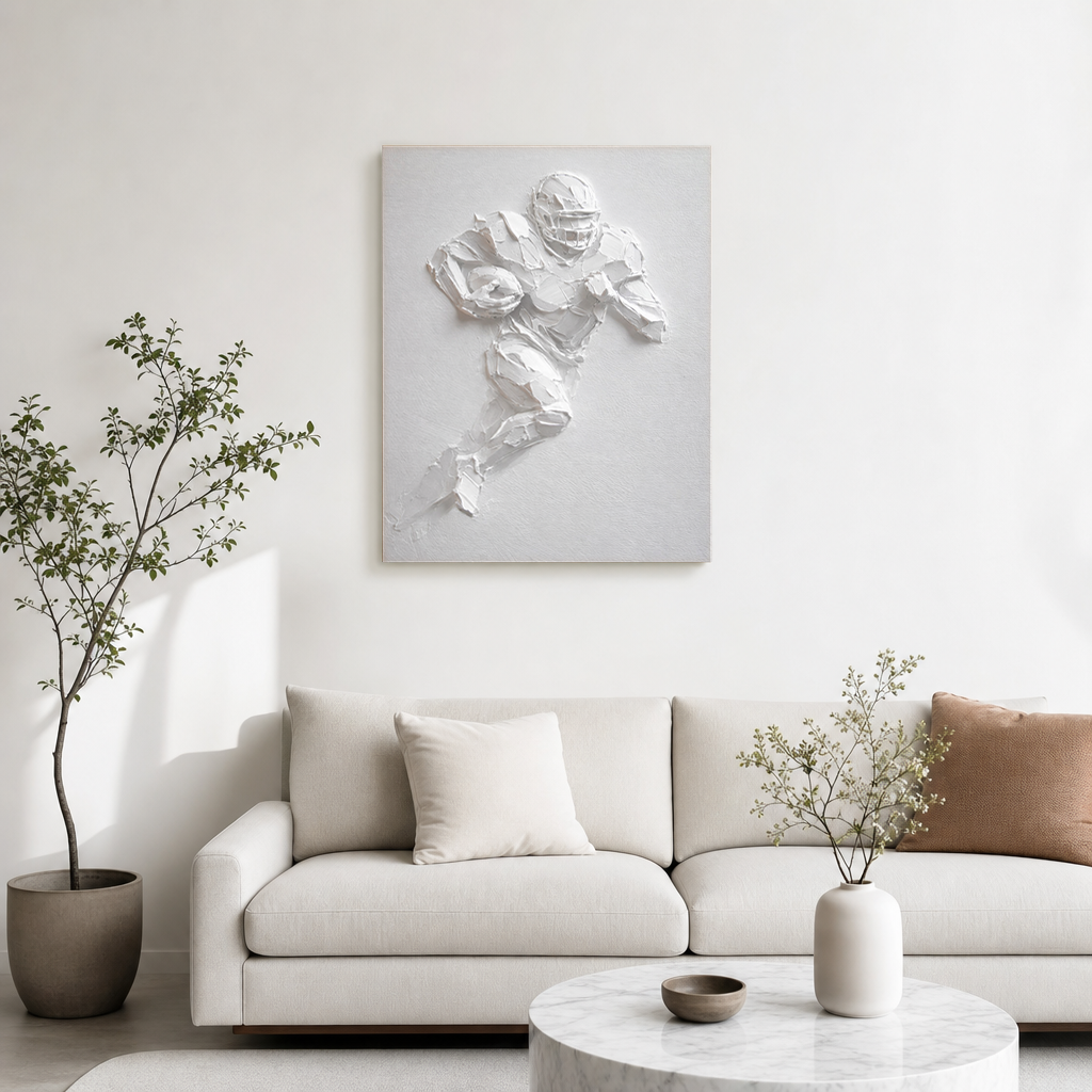 Sport White Textured Vertical Acrylic-style Wall Art for Living Room Office