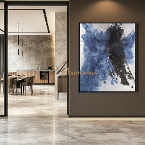 Black And Blue Abstract Art | Minimalist Abstract Art | Modern Wall Decor Art | Large Canvas Art #DF053