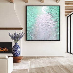 Paintings Of Trees | Green Wall Art | Landscape Canvas Painting | Contemporary Wall Decor #DF015