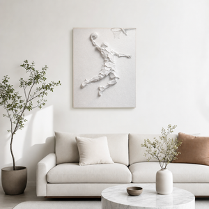 White Textured Sport 3D Relief Vertical Wall Art for Living Room or Office