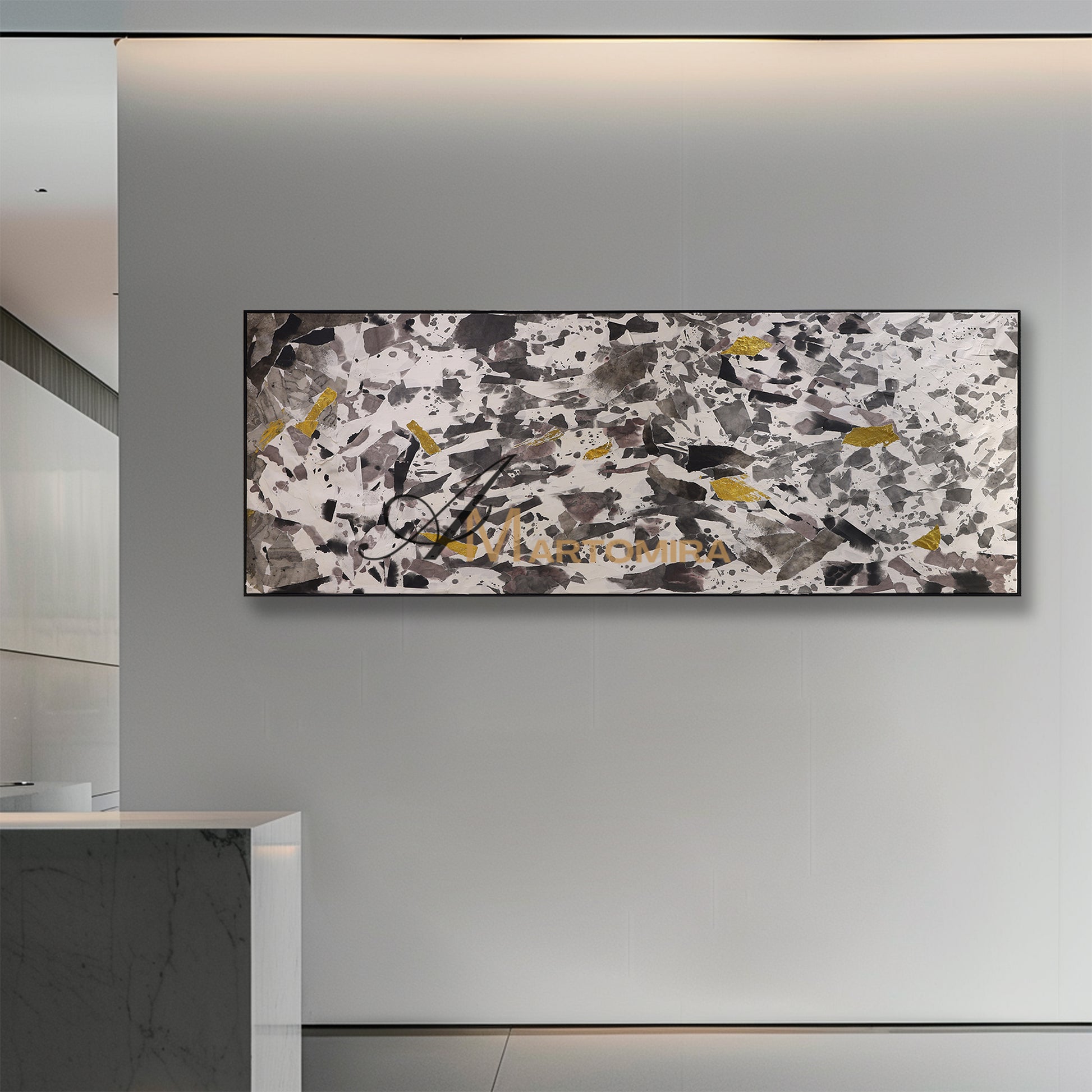 Black And White Wall Art | Abstract Art | Modern Abstract Wall Art | Large Horizontal Wall Art #DF052