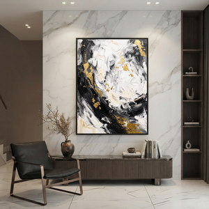 Seni Wabi Sabi | Seni Dinding Abstrak Besar | Seni Kanvas Hitam Putih | Seni Dinding Minimalis Abstrak #AH147