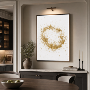 Abstract Gold and White Textured 3D Relief Vertical Wall Art for Living Room