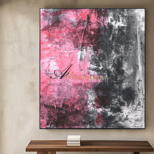 Pink And Black Wall Art | Modern Abstract Art | Minimalist Abstract Art | Abstract Painting For Living Room #DF049