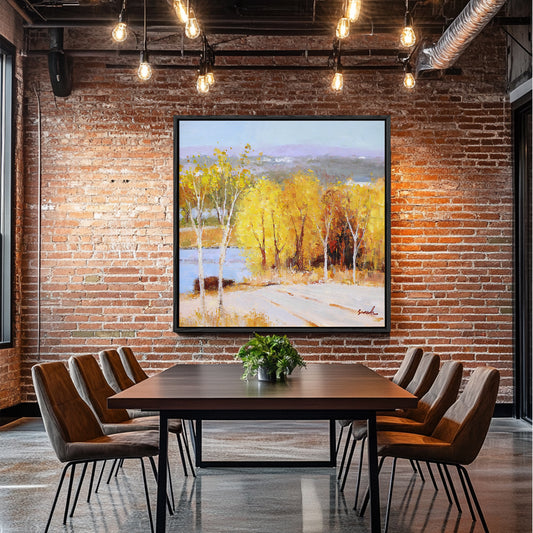 Landscape Wall Art Canvas | Autumn Painting | Tree Painting | Paintings For Living Room #DF023