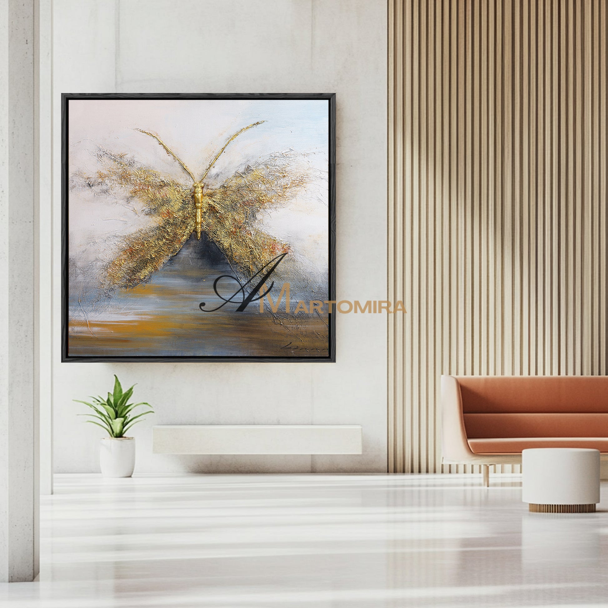 Animal Wall Art | Butterfly Painting| Textured Wall Art For Living Room | Gold Wall Art #DF056