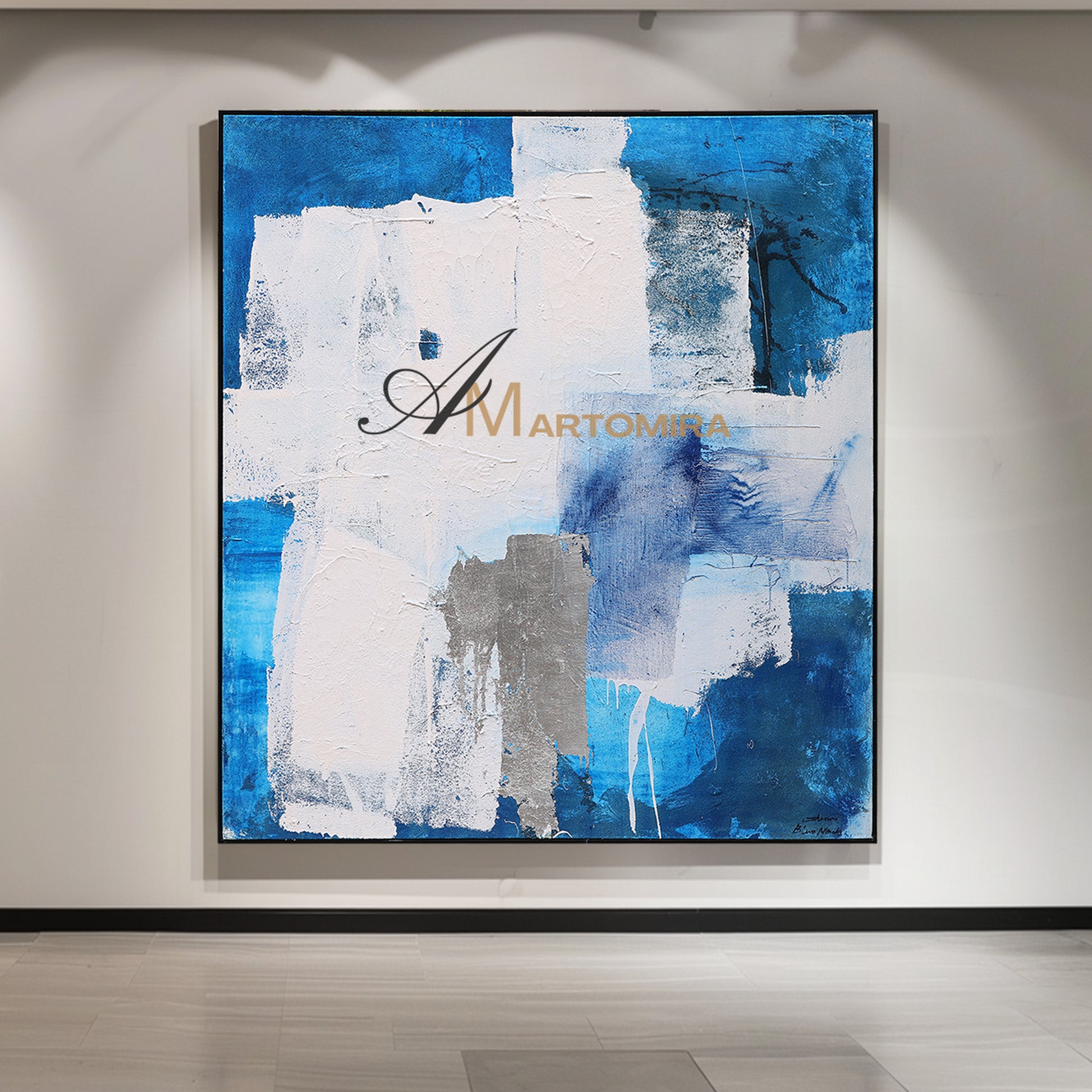 Blue And White Wall Art | Modern Abstract Oil Painting | Minimalist Abstract Art #DF025