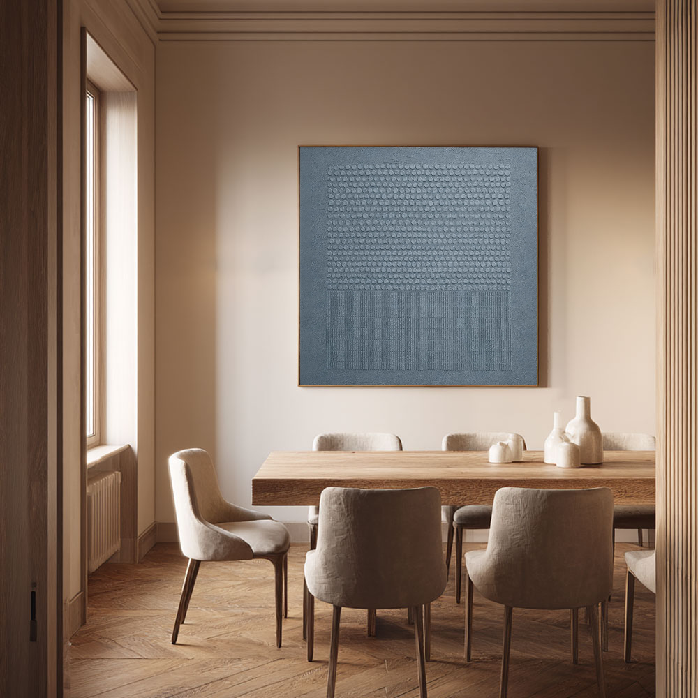 Minimalist Medium Grey Abstract Textured Wall Art Modern Geometry Dots Lines Square Canvas Print Framed Neutral Wall Art for Living Room Office Hallway Bedroom Dining Room