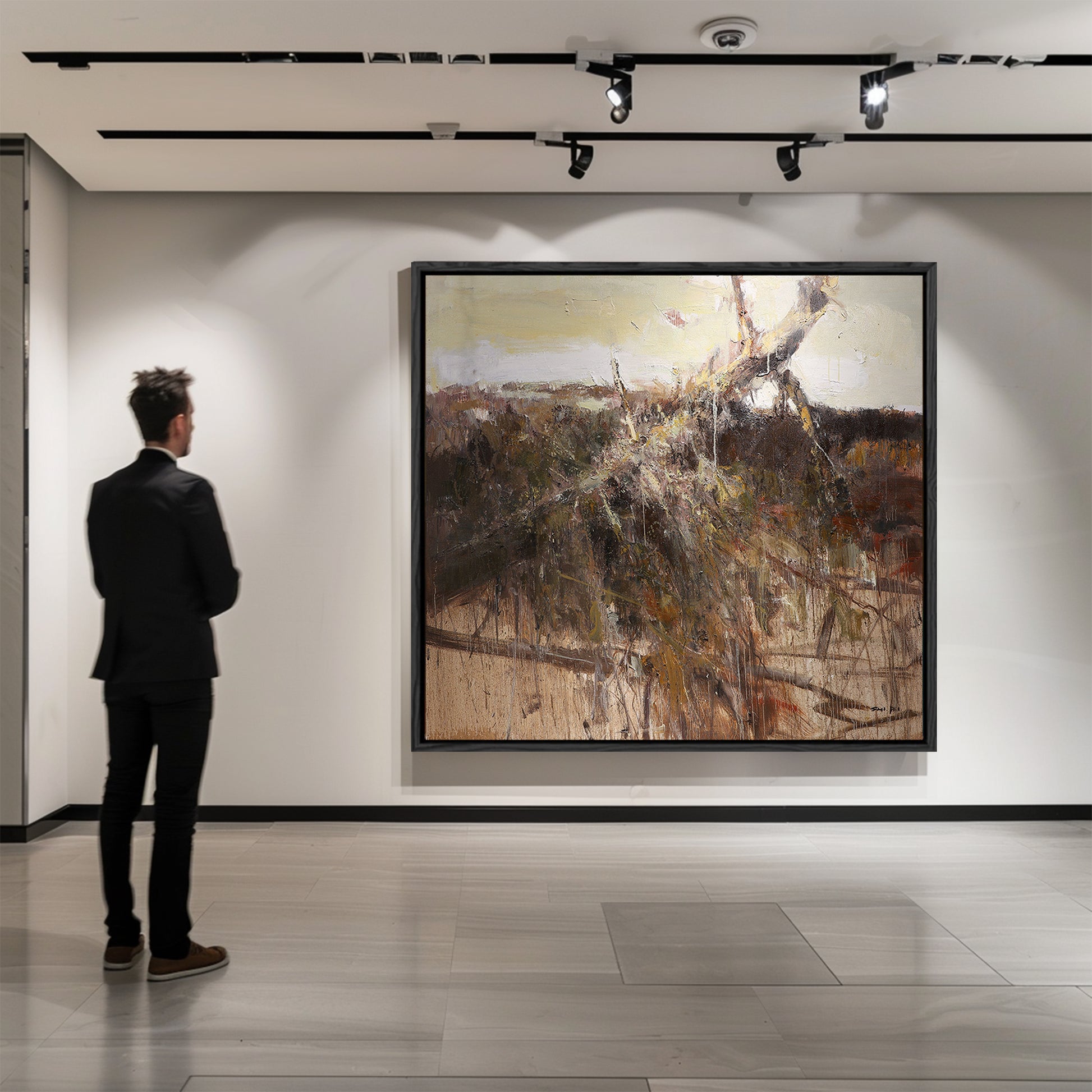 Wabi Sabi Art | Brown Wall Art | Abstract Modern Art Canvas | Textured Wall Art For Living Room #DF051