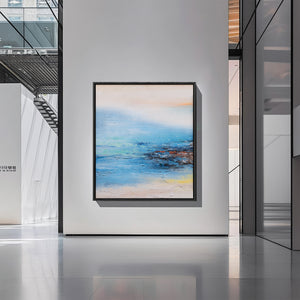 Abstract Landscape Art | Landscape Wall Art | Lake Canvas Wall Art | Blue And White Wall Art #DF026