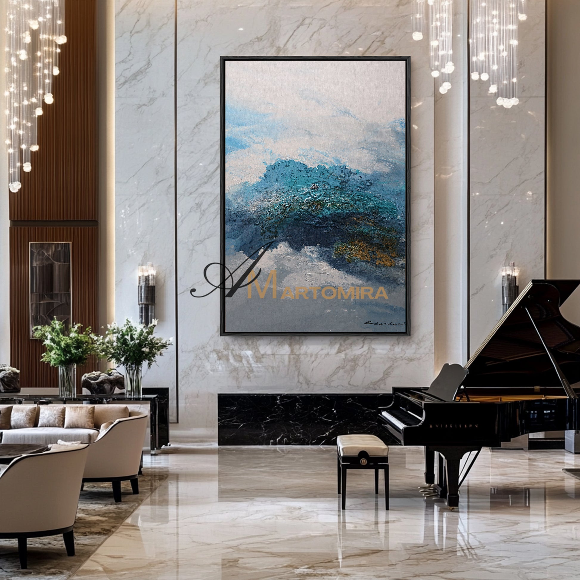 Abstract Landscape Art | Abstract Painting Mountains | Landscape Wall Art For Living Room #DF058