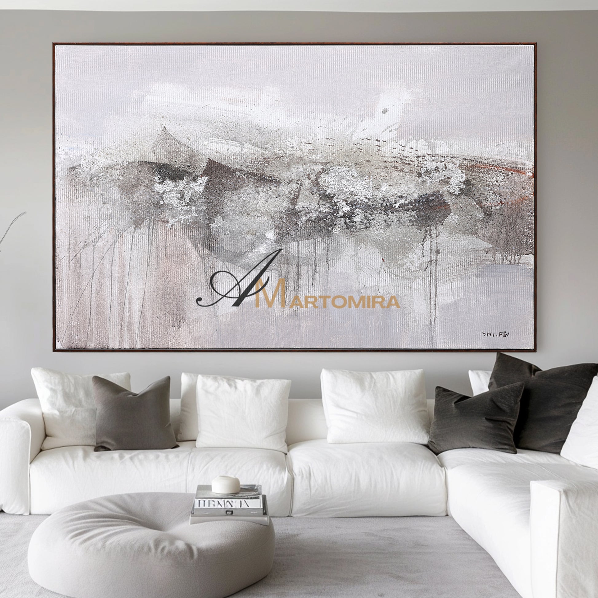 Large Art Canvas | Grey Wall Art | Wabi Sabi Wall Art | Paintings For Living Room #DF027