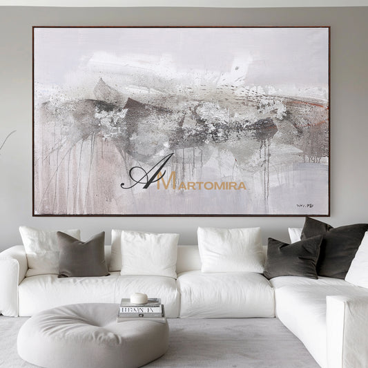 Large Art Canvas | Grey Wall Art | Wabi Sabi Wall Art | Paintings For Living Room #DF027