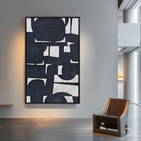 Black And White Abstract Art | Minimalist Abstract Art | Large Art Canvas | Wall Art For Living Room #DF012