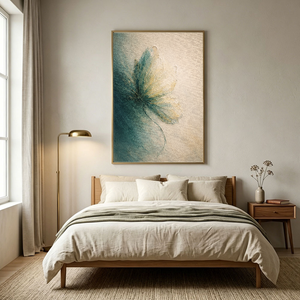 Abstract Textured Blue Beige White Flower Canvas Wall Art Modern Minimalist Textured Artwork for Living Room Bedroom Office Dining Room Hallway