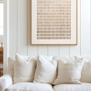 Minimalist Abstract Geometric Beige White Gradient Line Grid Textured Canvas Wall Art Neutral Tone Modern Home Office Living Room Decor#TW187
