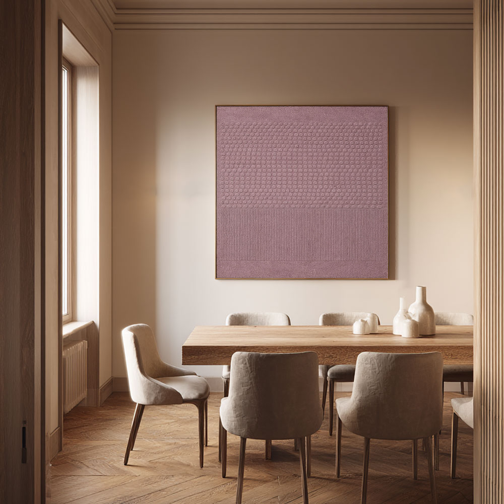 Muted Pink Textured Abstract Wall Art with Geometric Dots and Lines Minimalist Modern Framed Artwork for Contemporary Living Room Bedroom Dining Room Office Hallway Decor