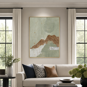 Sage Green Terracotta Abstract Textured Mixed Media Vertical Wall Art for Dining Room Living Room