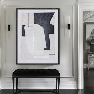 Black And White Canvas Art | Minimalist Painting | Abstract Geometric Art | Minimalist Abstract Wall Art #DF009