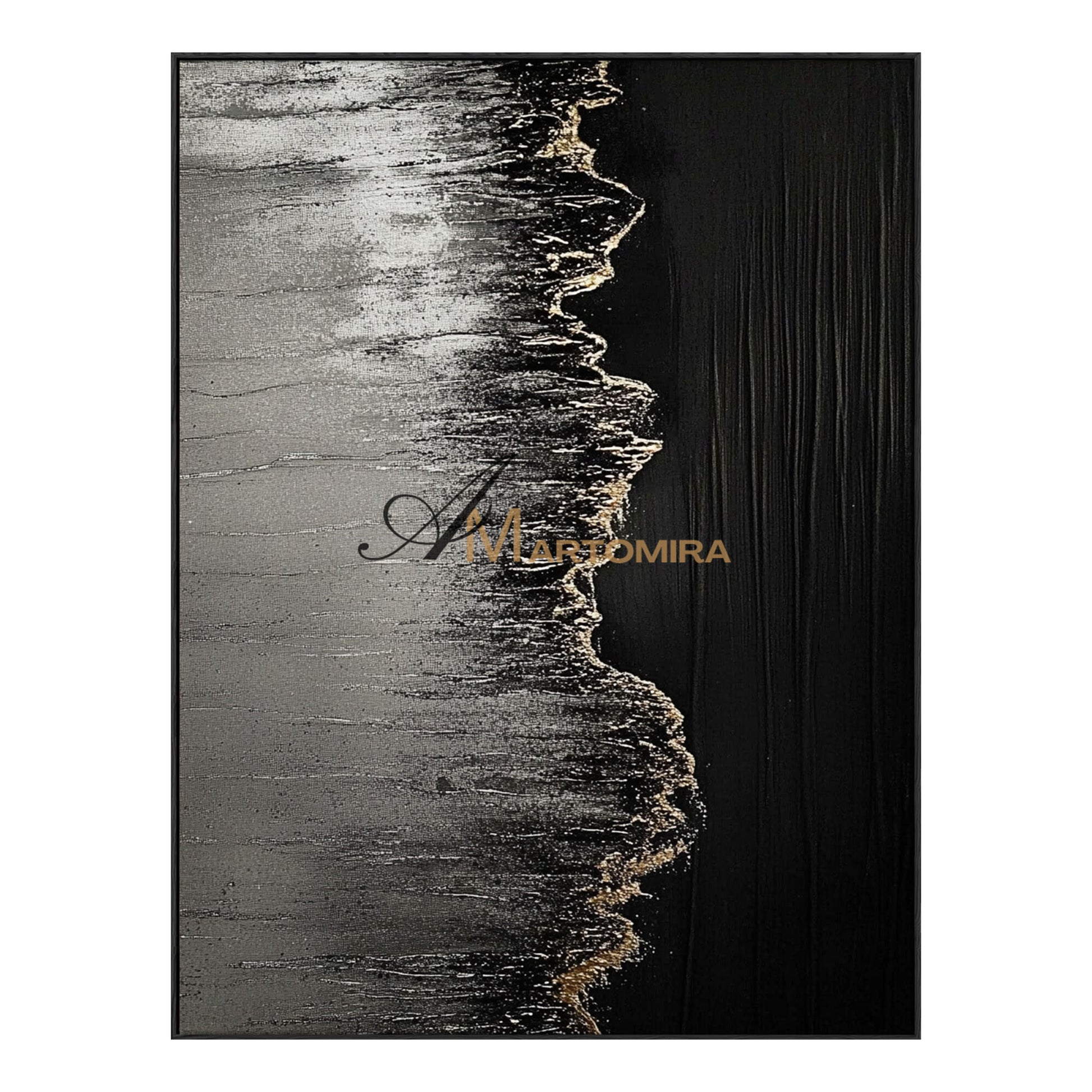 Beach Canvas | Abstract Beach Painting | Black And White Canvas Art | Textured Wall Art #POS054