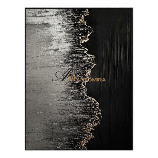 Beach Canvas | Abstract Beach Painting | Black And White Canvas Art | Textured Wall Art #POS054