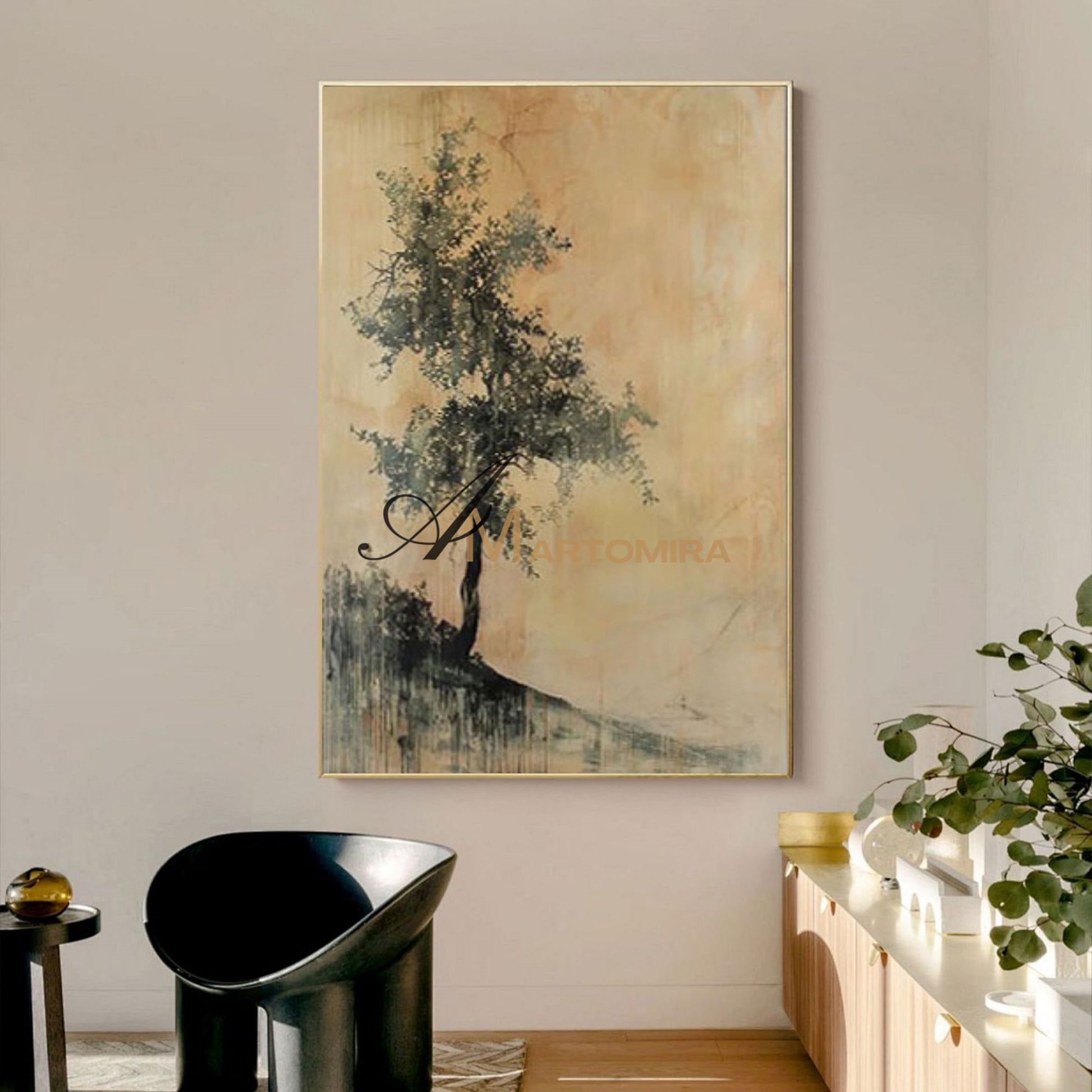 Paintings Of Trees | Abstract Canvas Wall Art | Wabi-Sabi Wall Art | Large Wall Art #MF004